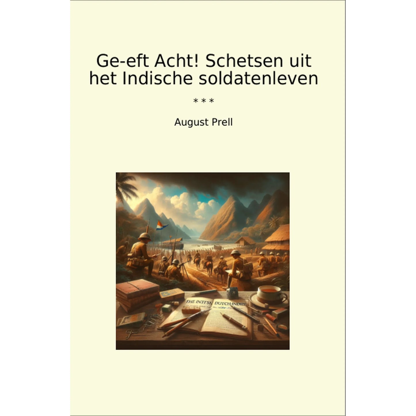Book cover Ge-eft Acht! Schetsen uit het Indische soldatenleven