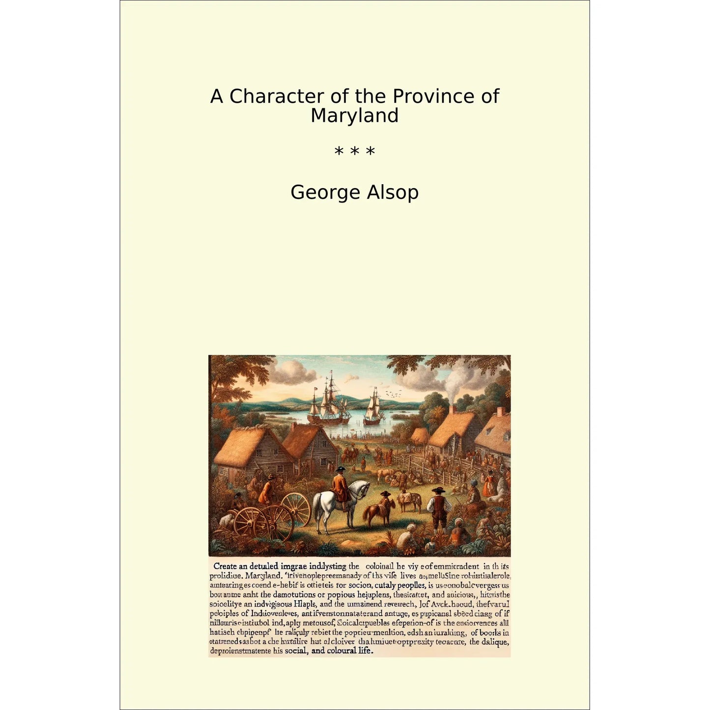 Book cover A Character of the Province of Maryland