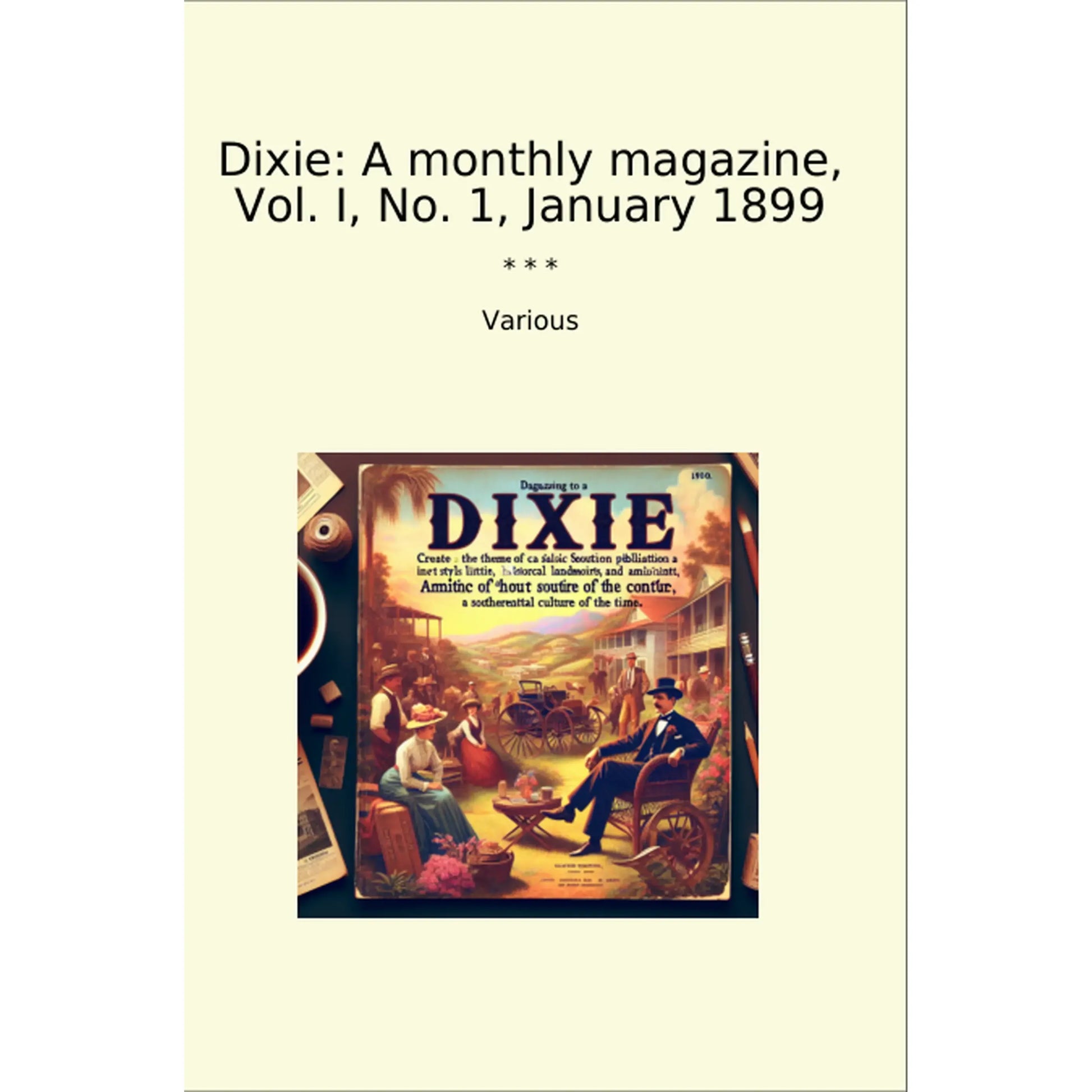 Book cover Dixie: A monthly magazine, Vol. I, No. 1, January 1899