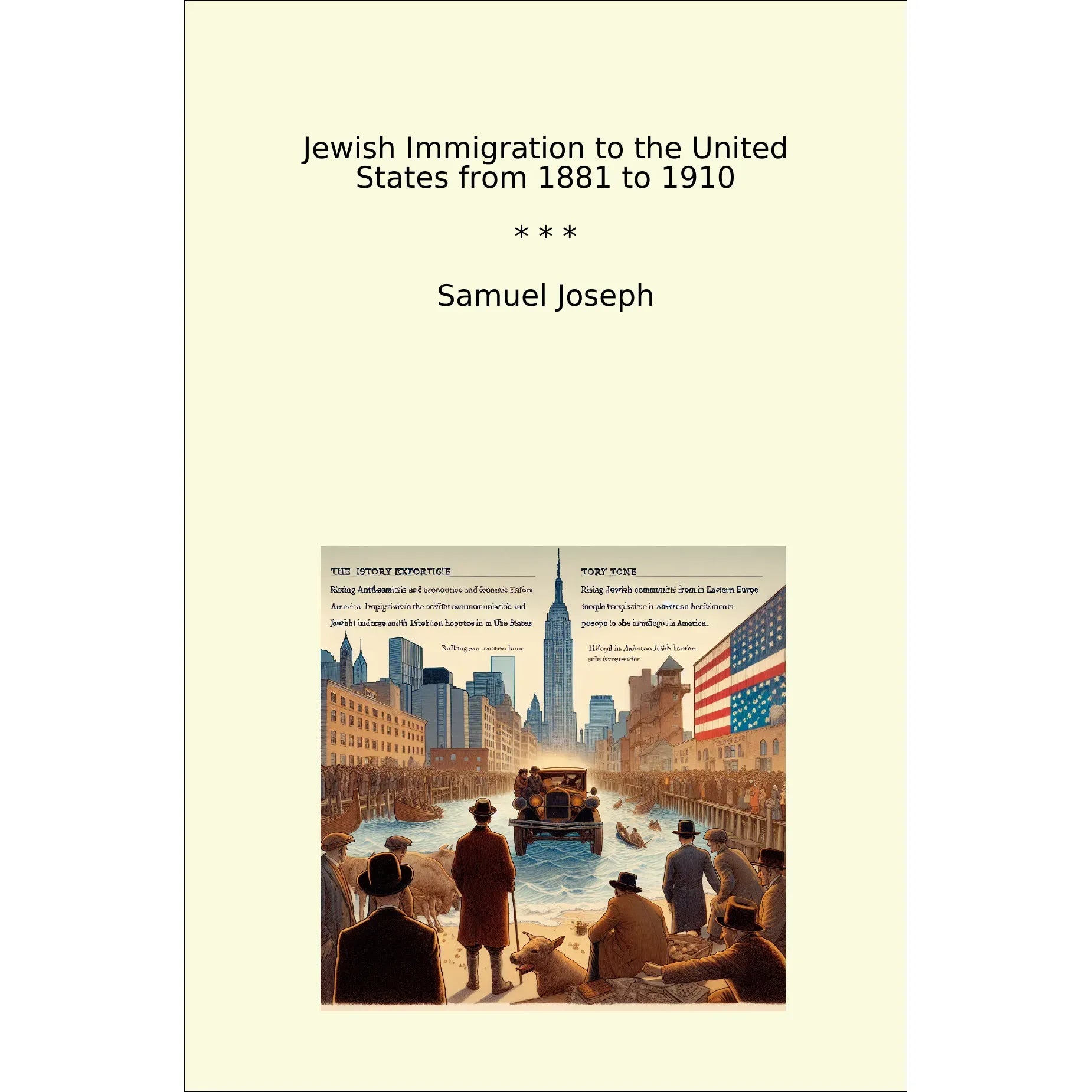 Book cover Jewish Immigration to the United States from 1881 to 1910