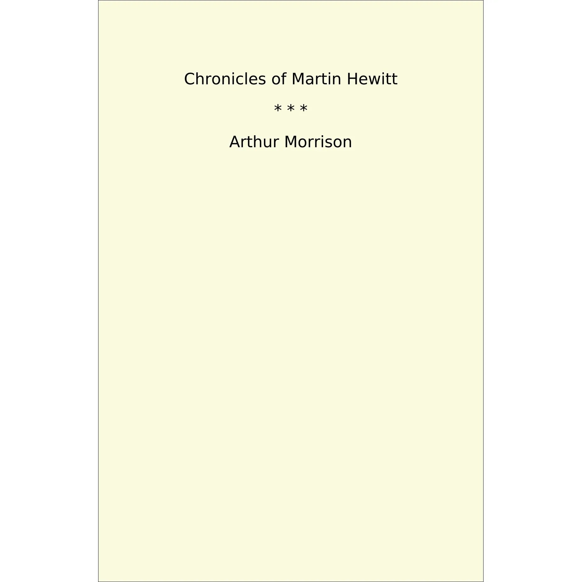 Book cover Chronicles of Martin Hewitt
