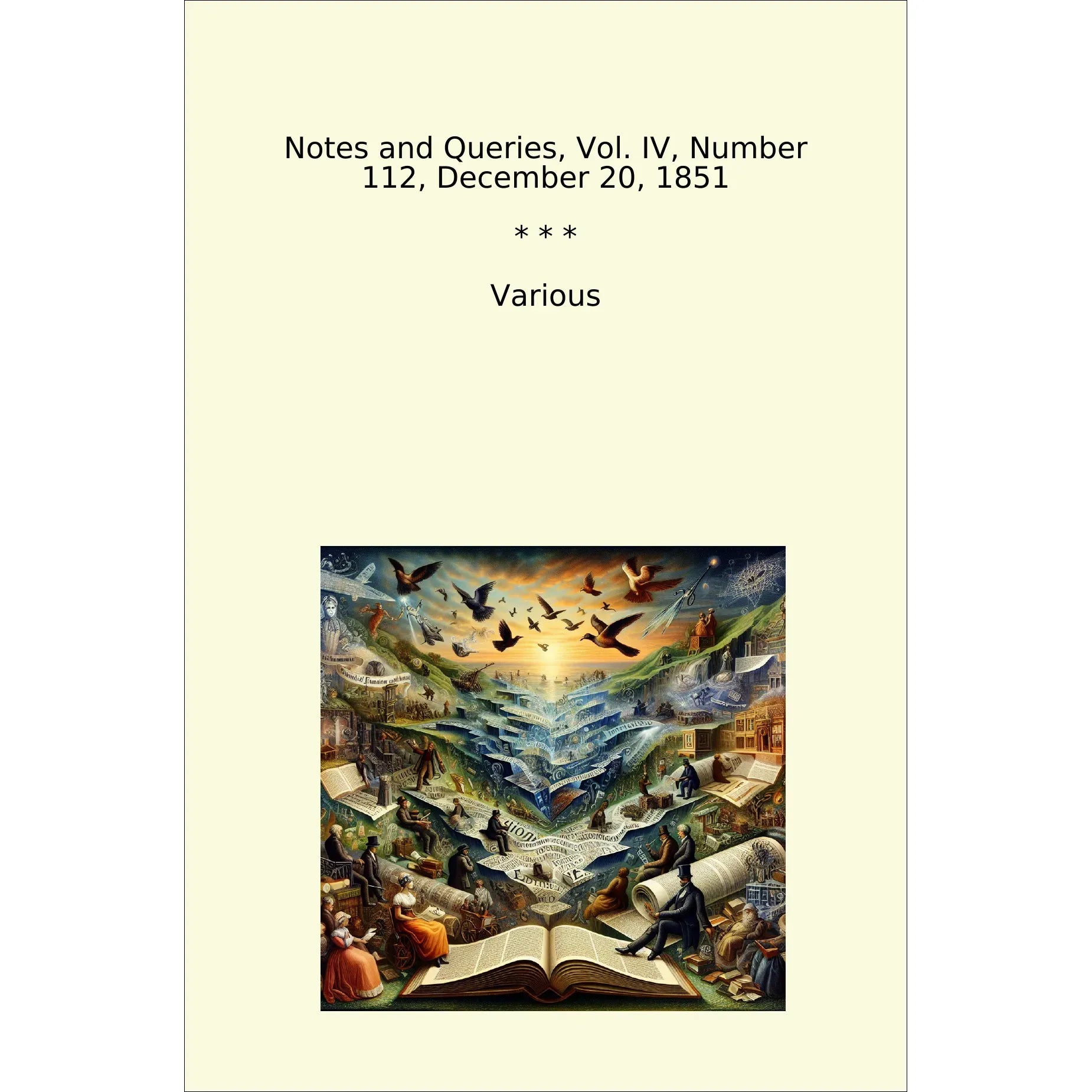 Book cover Notes and Queries, Vol. IV, Number 112, December 20, 1851