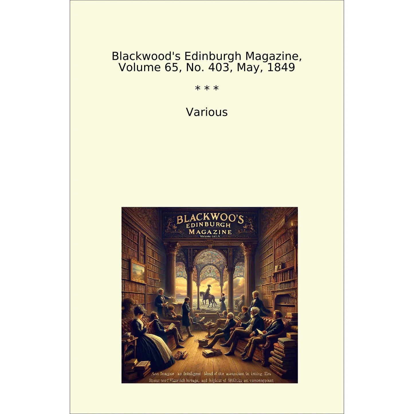 Book cover Blackwood's Edinburgh Magazine, Volume 65, No. 403, May, 1849