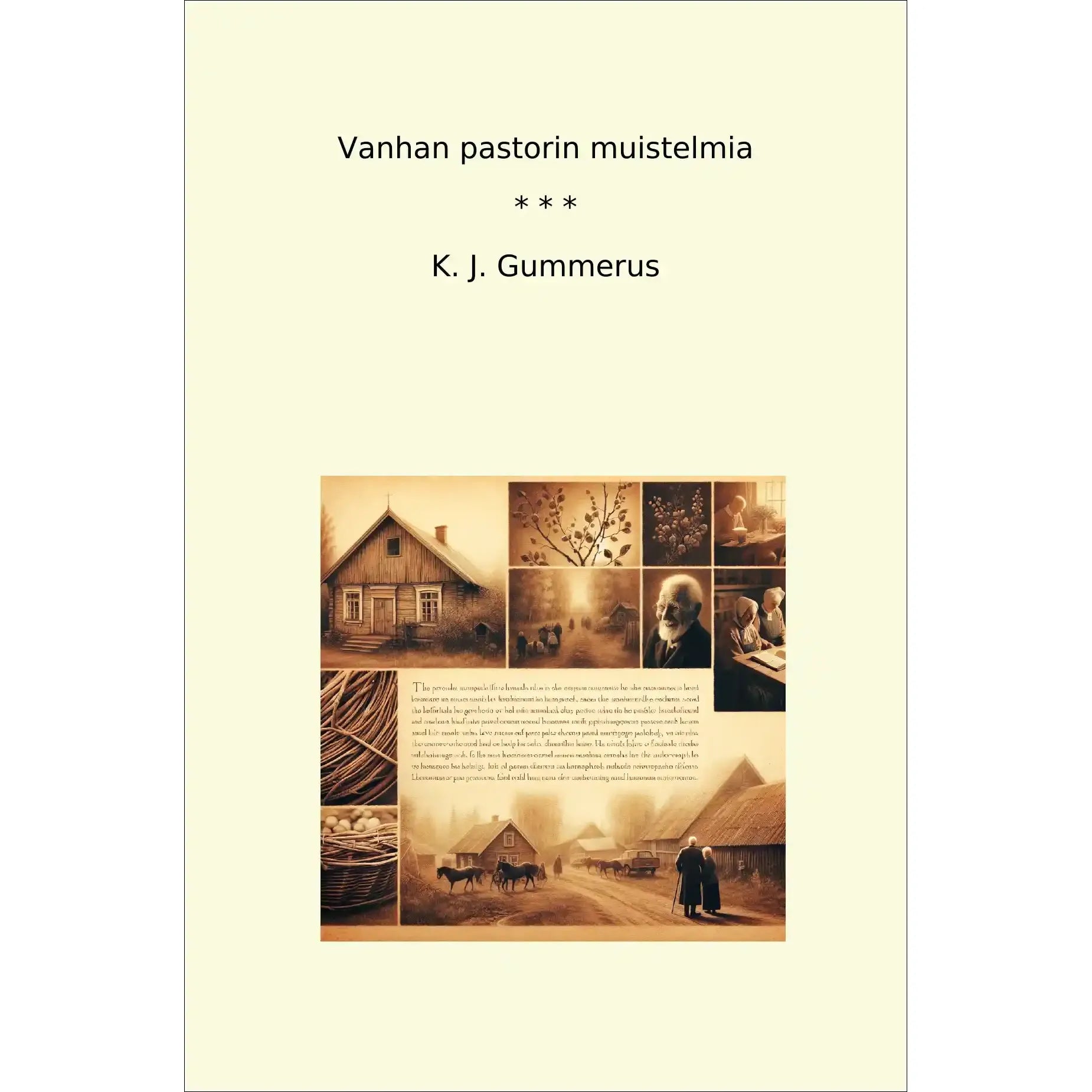 Book cover Vanhan pastorin muistelmia