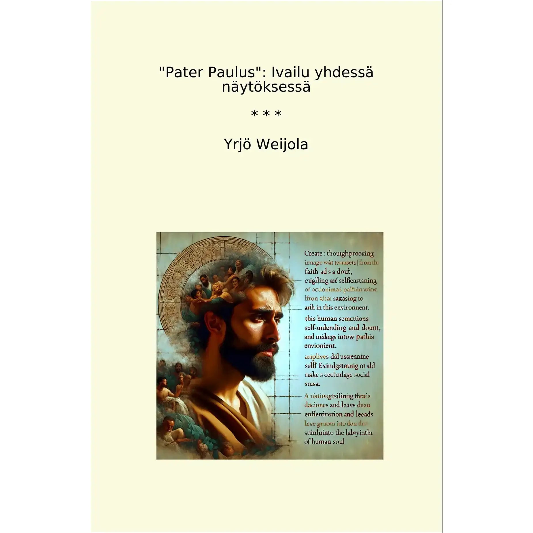 Book cover "Pater Paulus": Ivailu yhdessä näytöksessä