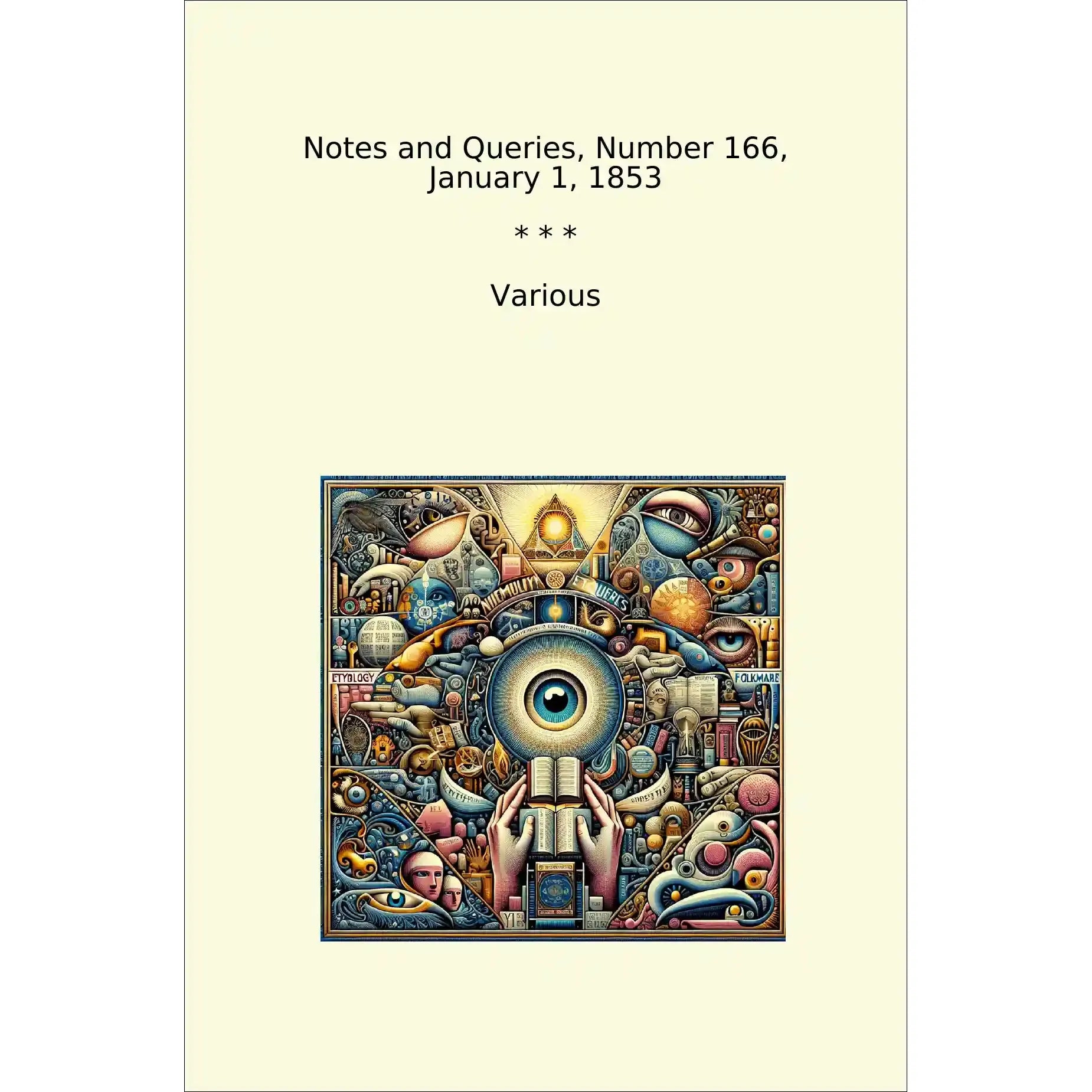 Book cover Notes and Queries, Number 166, January 1, 1853