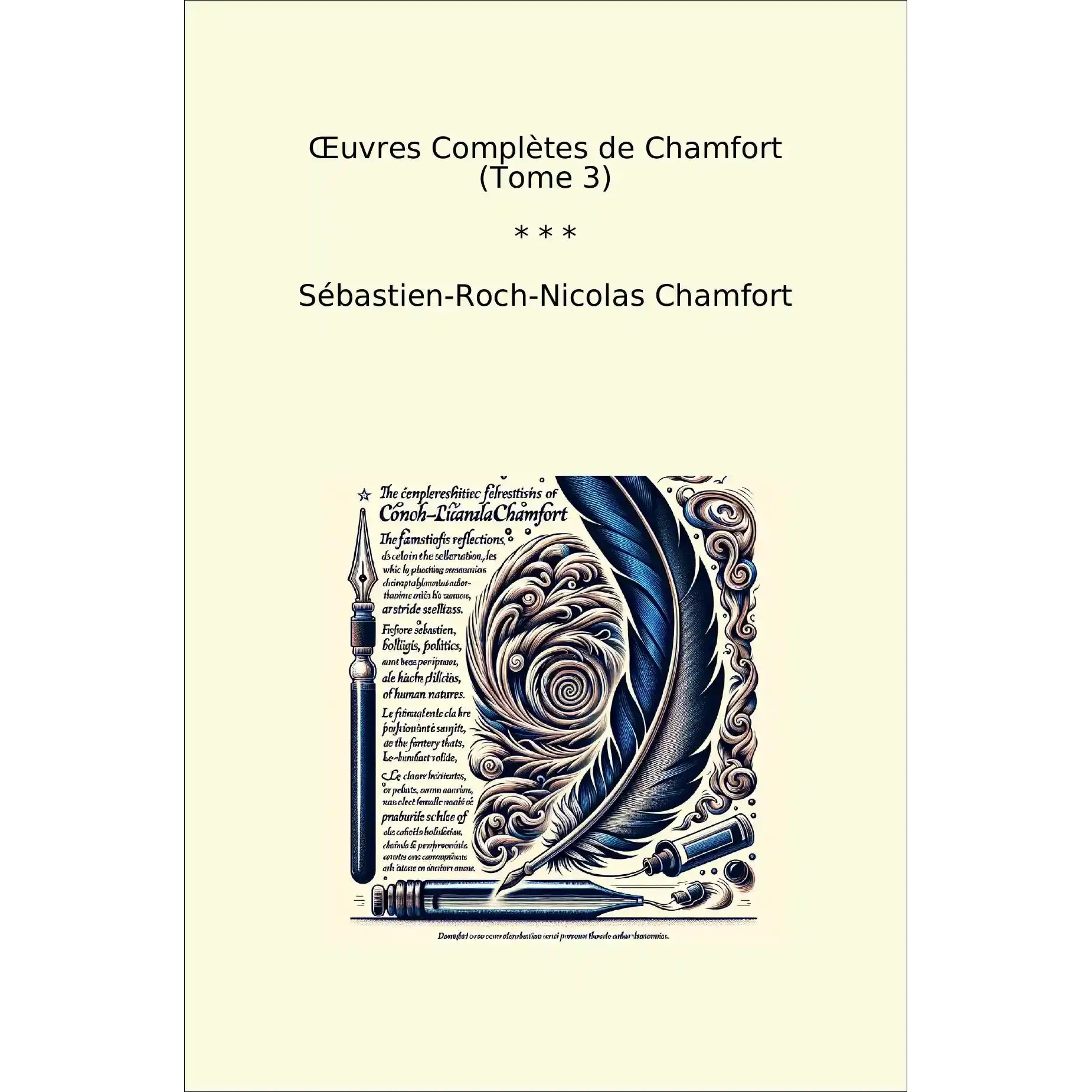 Book cover Œuvres Complètes de Chamfort (Tome 3)