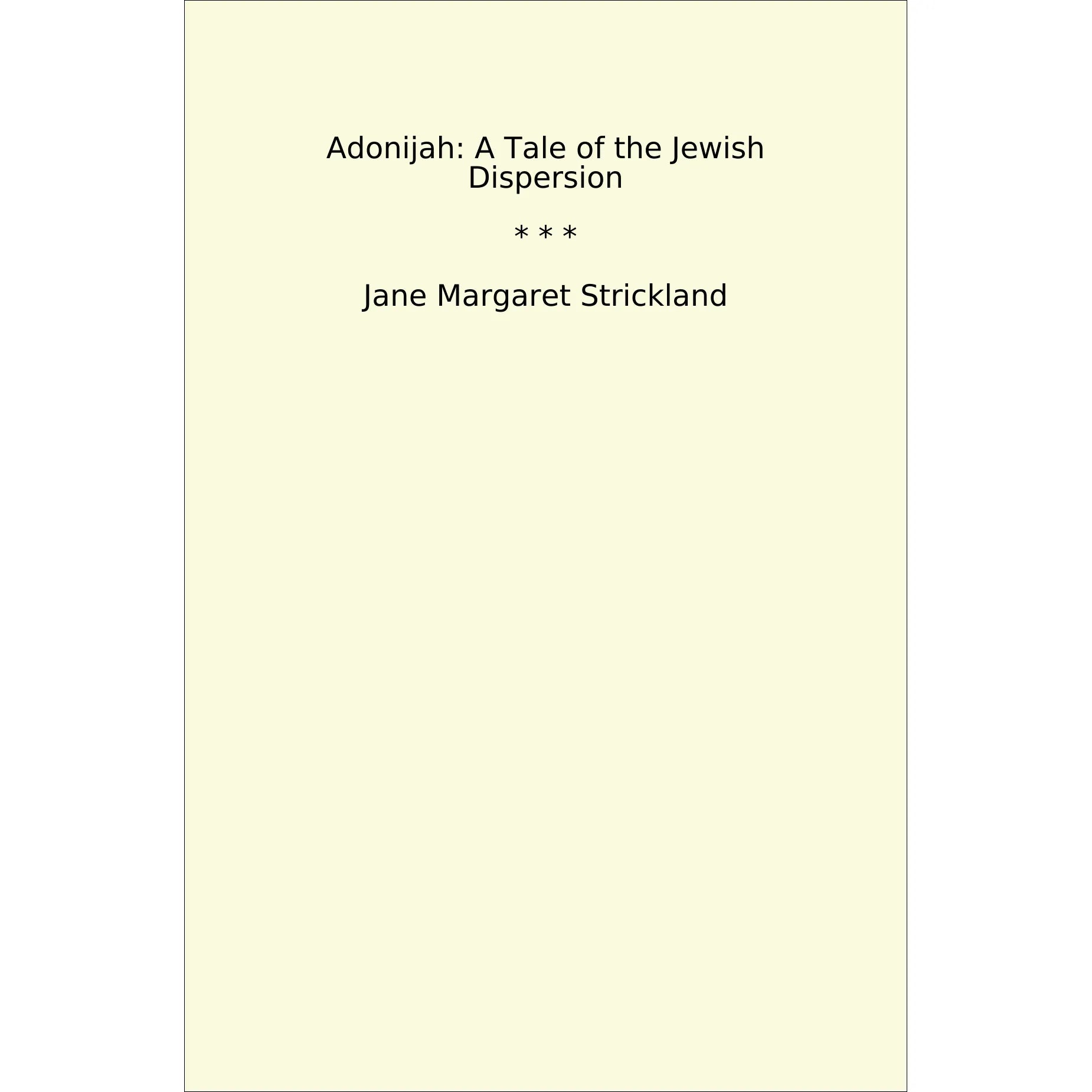 Book cover Adonijah: A Tale of the Jewish Dispersion