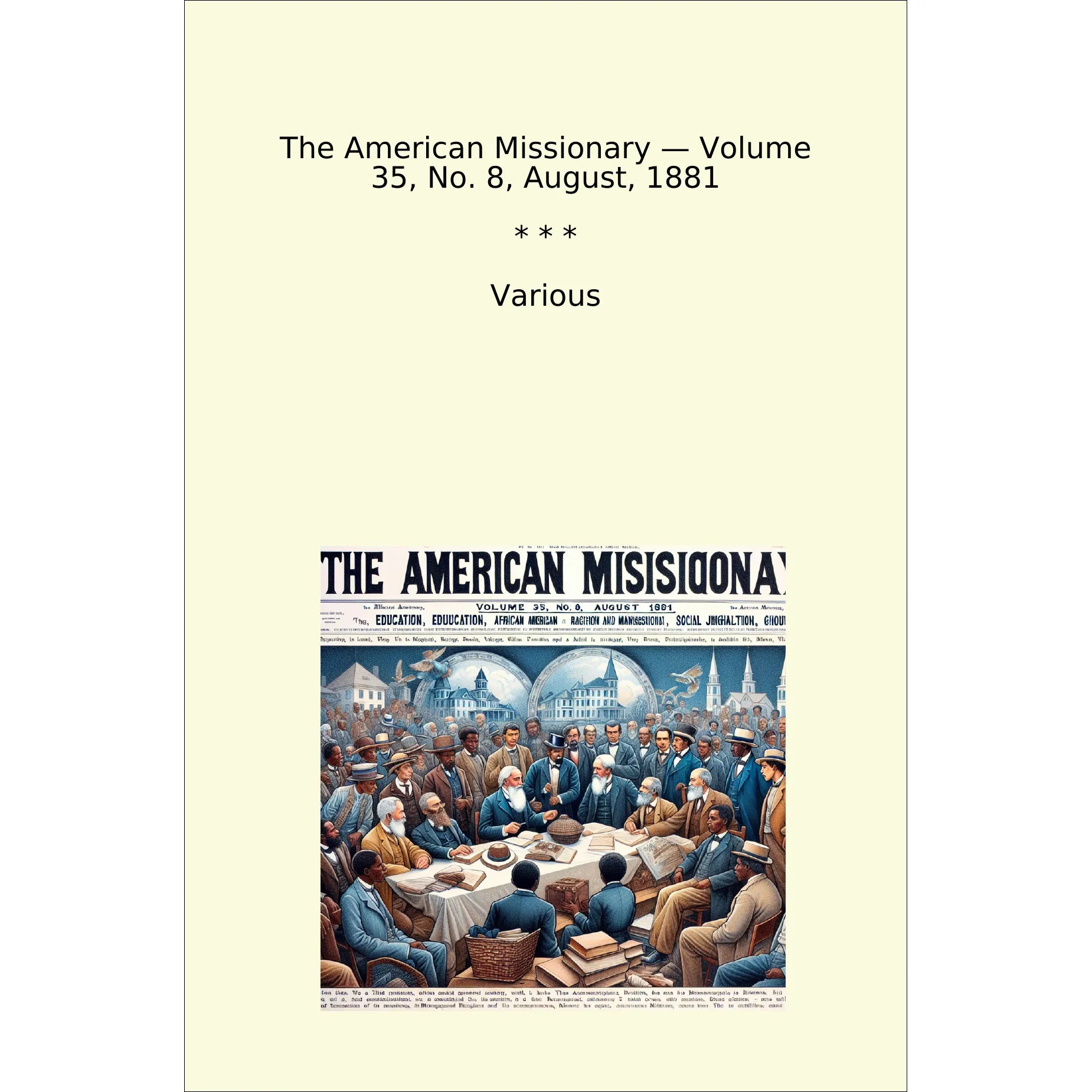 Book cover The American Missionary — Volume 35, No. 8, August, 1881