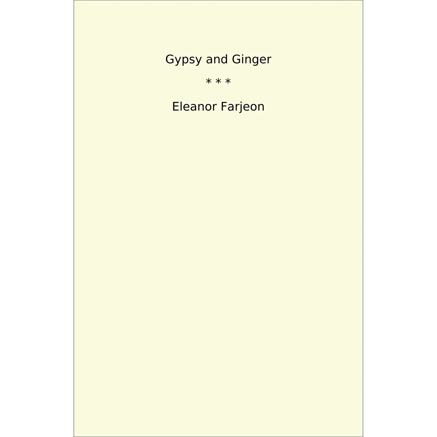 Book cover Gypsy and Ginger