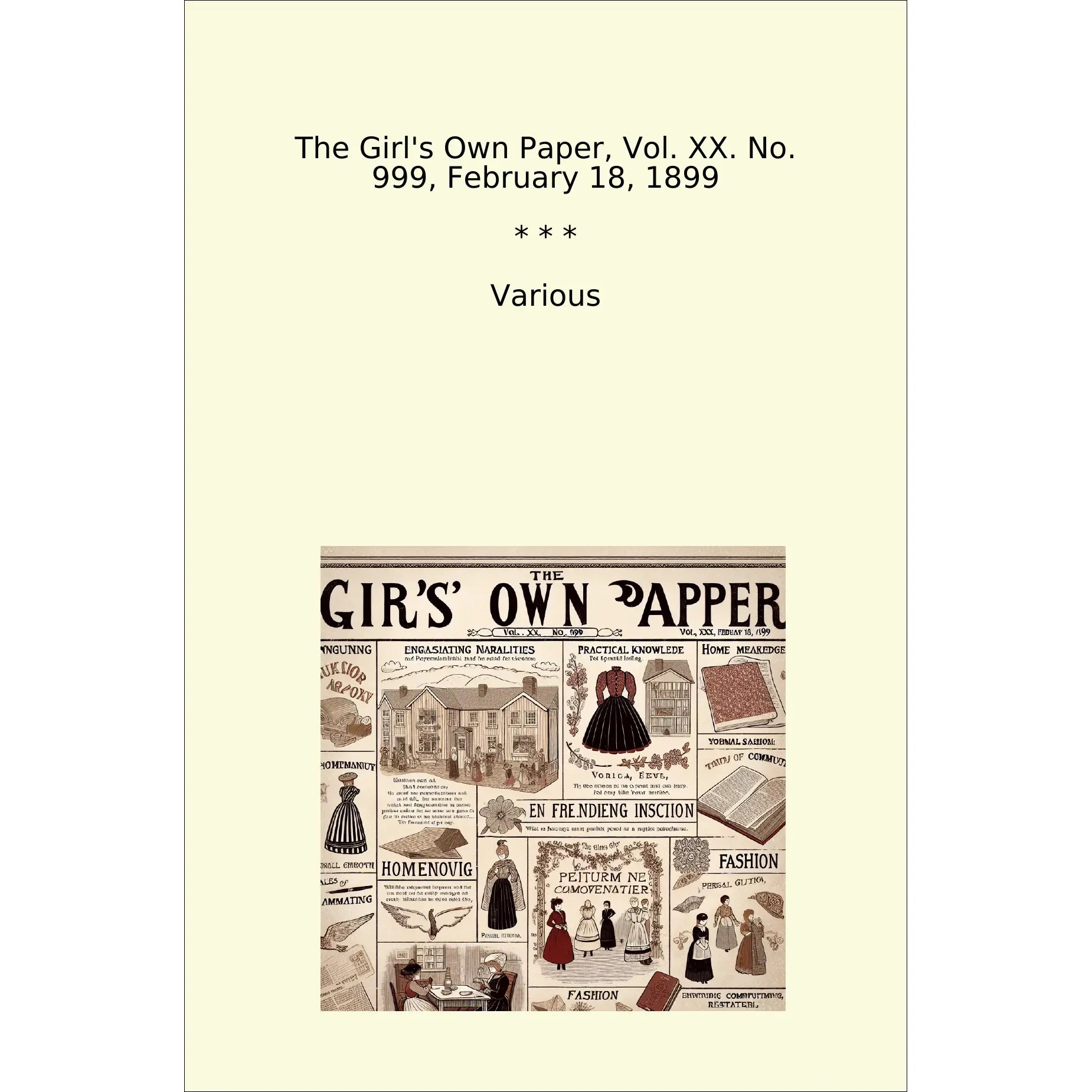 Book cover The Girl's Own Paper, Vol. XX. No. 999, February 18, 1899